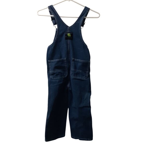 John Deere Denim Bib Overall Kids Size 5 Blue Adjustable Straps Straight Leg - Picture 3 of 6